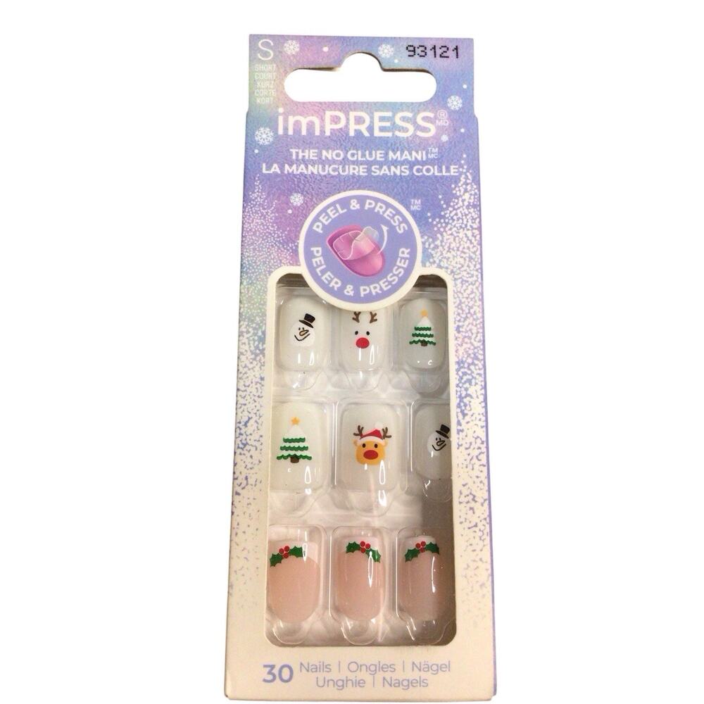 imPRESS Press On Nails Festive Holiday Christmas No Glue Manicure Short - Picture 2 of 5